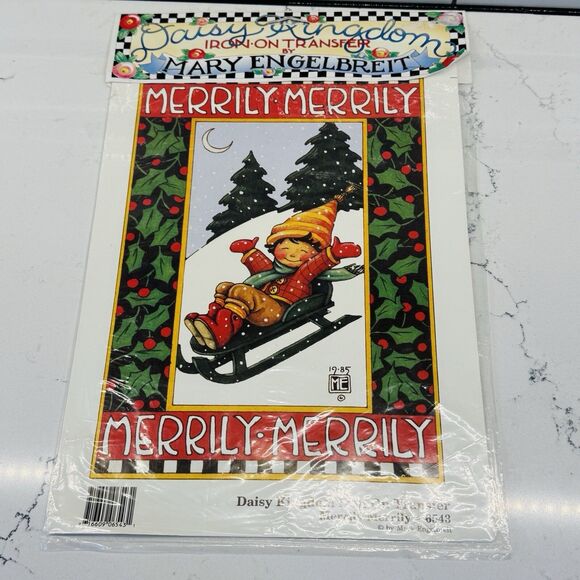 Mary Engelbreit Merrily Sledding Christmas Iron On Transfer #6543 ME 1990 NOS - Picture 12 of 12
